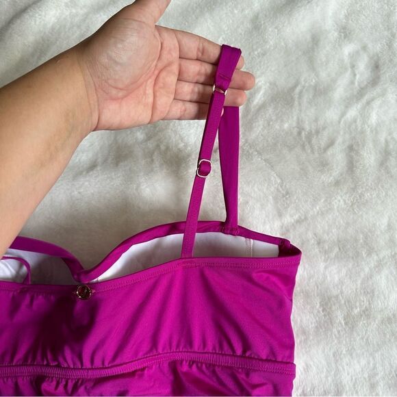 Jantzen Magenta Twist Front Swim Top Tankini Women's Size 10 - Picture 5 of 7